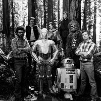 O Retorno de Jedi : Foto Anthony Daniels, Carrie Fisher, Harrison Ford, Kenny Baker, Mark Hamill