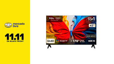 Imagem da notícia 11.11: Smart TV TCL 43" Full HD QLED em oferta relâmpago no Mercado Livre