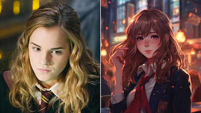 Imagem da notícia E se Harry Potter fosse um anime? Novas versões de Harry, Rony e Hermione impressionam