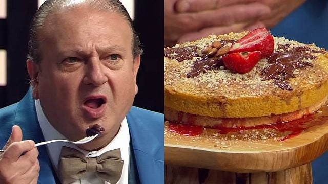 Imagem da notícia Quem saiu do MasterChef Celebridades? Famoso faz o primeiro bolo da vida e Jacquin chama a sobremesa inusitada de "filme de terror"