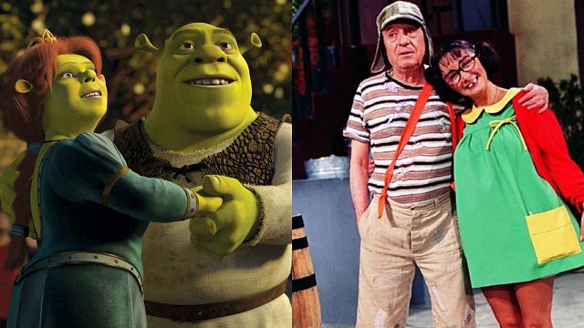 Imagem da notícia É assim que seriam os personagens de Shrek em Chaves: Fiona e Burro conhecem Quico e Dona Florinda