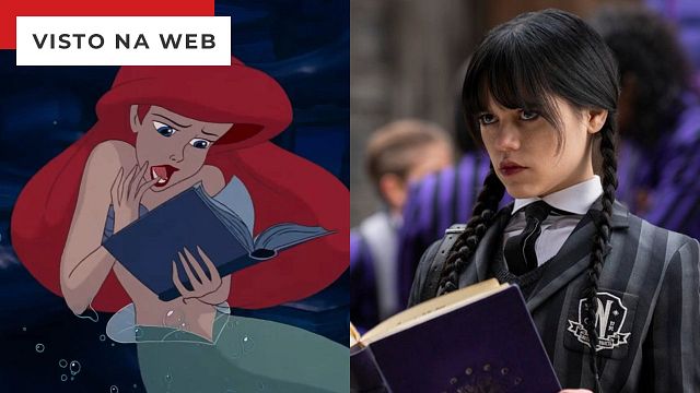 Imagem da notícia E se Ariel fosse a Wandinha? Artista imagina crossover de A Pequena Sereia e Bela e a Fera com série de Jenna Ortega