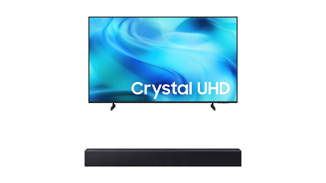 Imagem da notícia Combo Samsung 2 por 1! Combo Smart TV Crystal UHD 4K + Soundbar aparece em oferta na Amazon