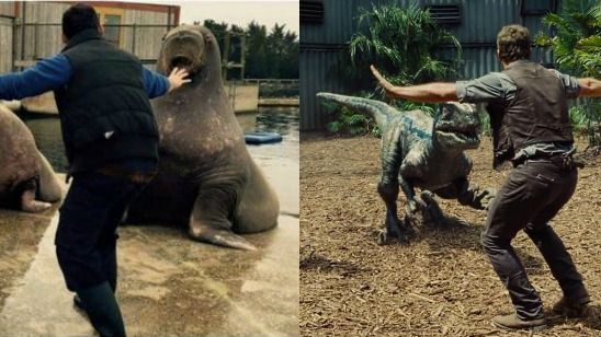 Imagem da notícia Funcionários de Zoológico imitam pose de Chris Pratt em Jurassic World
