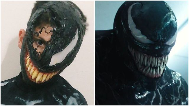 Imagem da notícia Venom - Tempo de Carnificina: Menino se fantasia como Venom e é sensação em sua escola
