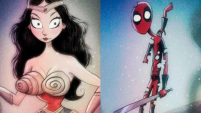 Imagem da notícia De Deapool a Batman: Assim seriam os personagens da Marvel e DC se Tim Burton tivesse ilustrado