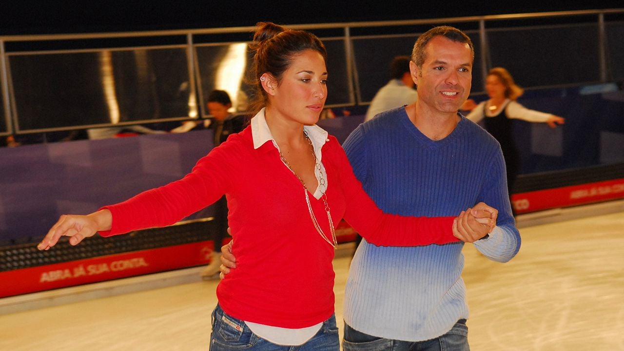 Gisele itiê nos ensaios do Dança no Gelo