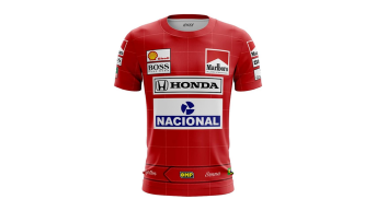 Camiseta Ayrton Senna Inspiração Macacão McLaren MPA/8 Dry Fit