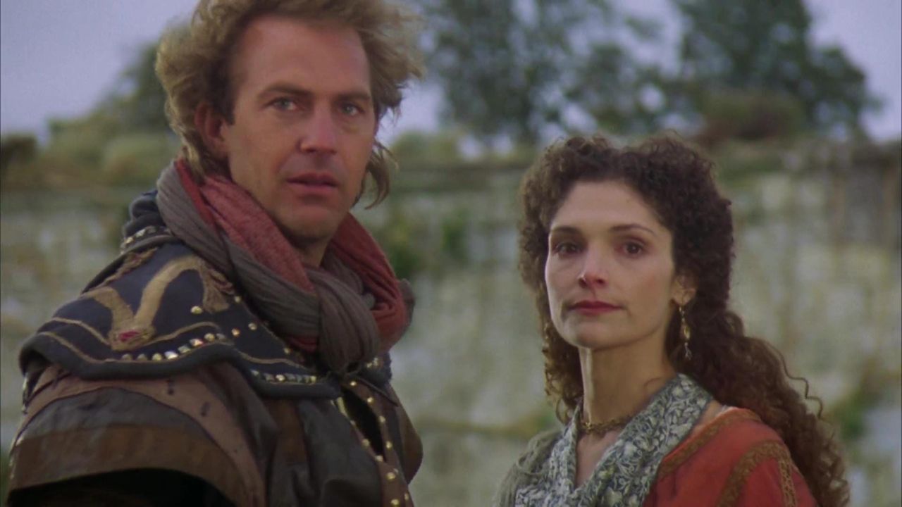 Mary Elizabeth Mastrantonio e Kevin Costner em Robin Hood - O Príncipe dos Ladrões