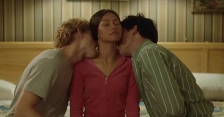 Mike Faist, Zendaya e Josh O'Connor, na polêmica cena de Rivais.