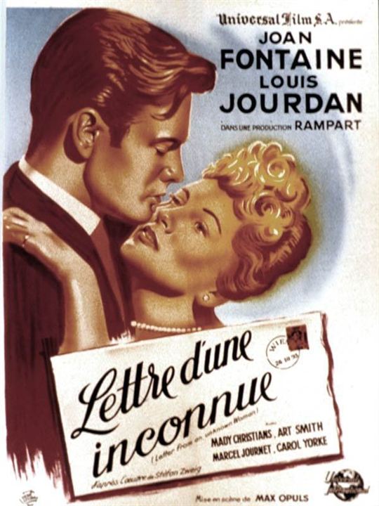 Carta de Uma Desconhecida : Poster Max Ophüls, Joan Fontaine, Louis Jourdan